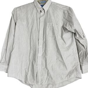 Savile Row Men's XL Gray Tan Striped Long Sleeve Button Up Shirt Classic Fit